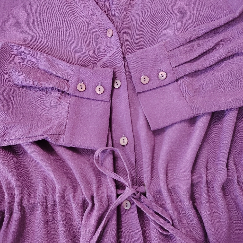Eileen Fisher Shirt Dress Tencel purple button down  long sleeves, sz M, casual. - Picture 6 of 16